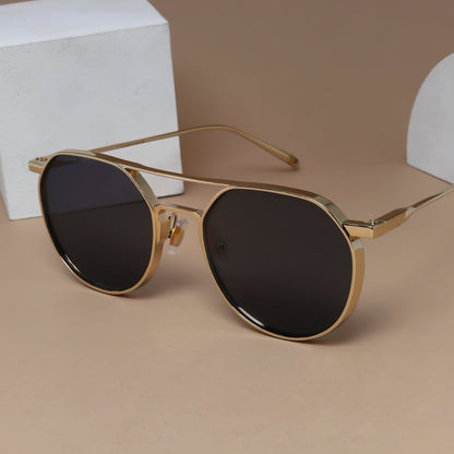 BB Gold And Black Unisex Sunglasses