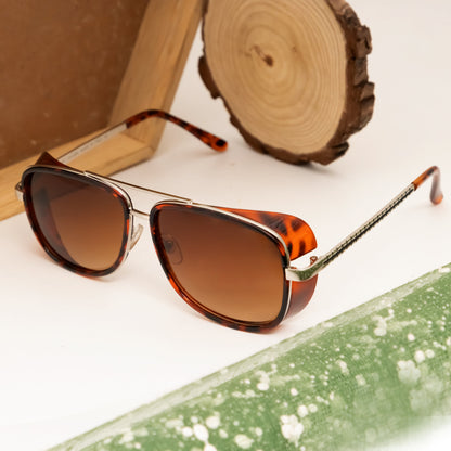 Cloriss Silver And Brown Gradient Retro Square Sunglasses