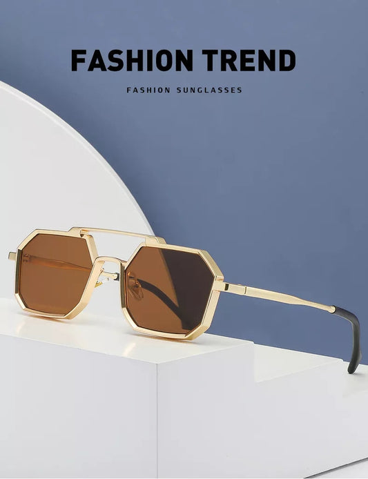 BB Miktas Gold Brown Unisex Sunglasses