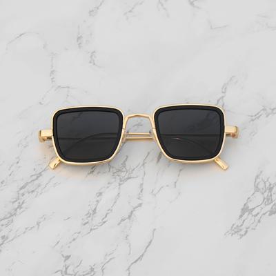 KABIR SINGH GOLD AND BLACK RETRO SQUARE SUNGLASSES