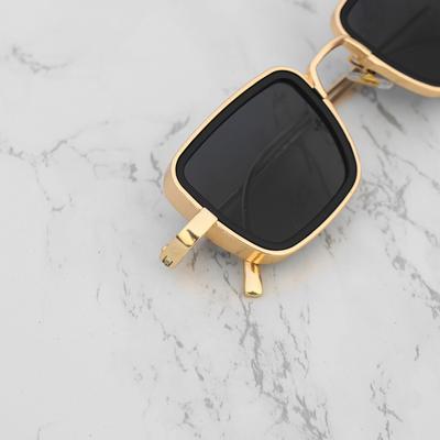 KABIR SINGH GOLD AND BLACK RETRO SQUARE SUNGLASSES