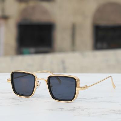 KABIR SINGH GOLD AND BLACK RETRO SQUARE SUNGLASSES